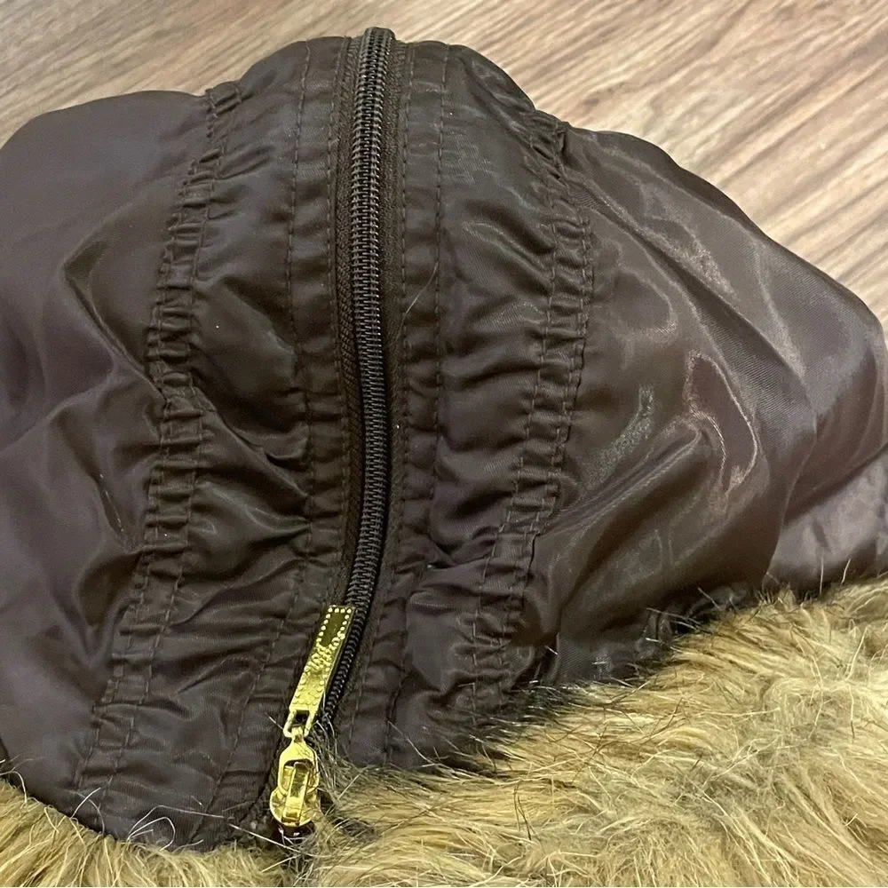 Vintage South Pole Women’s Faux Fur Trim Hooded Jacket Brown Size 3X